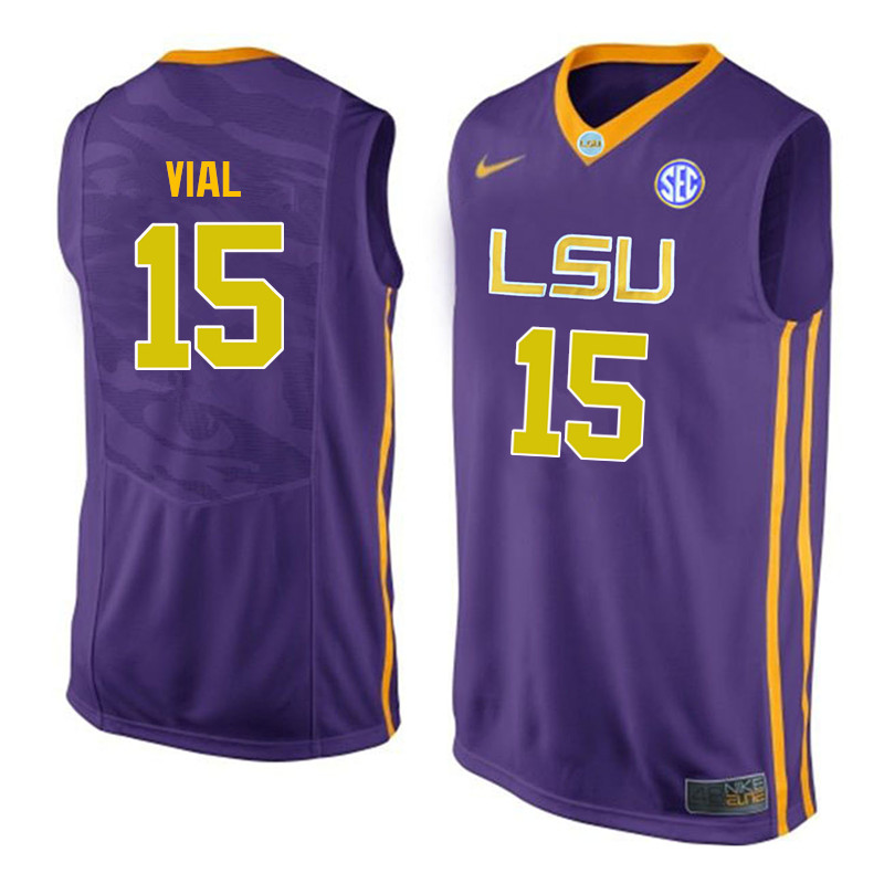 Men LSU Tigers #15 Reed Vial College Basketball Jerseys-Purple - Click Image to Close